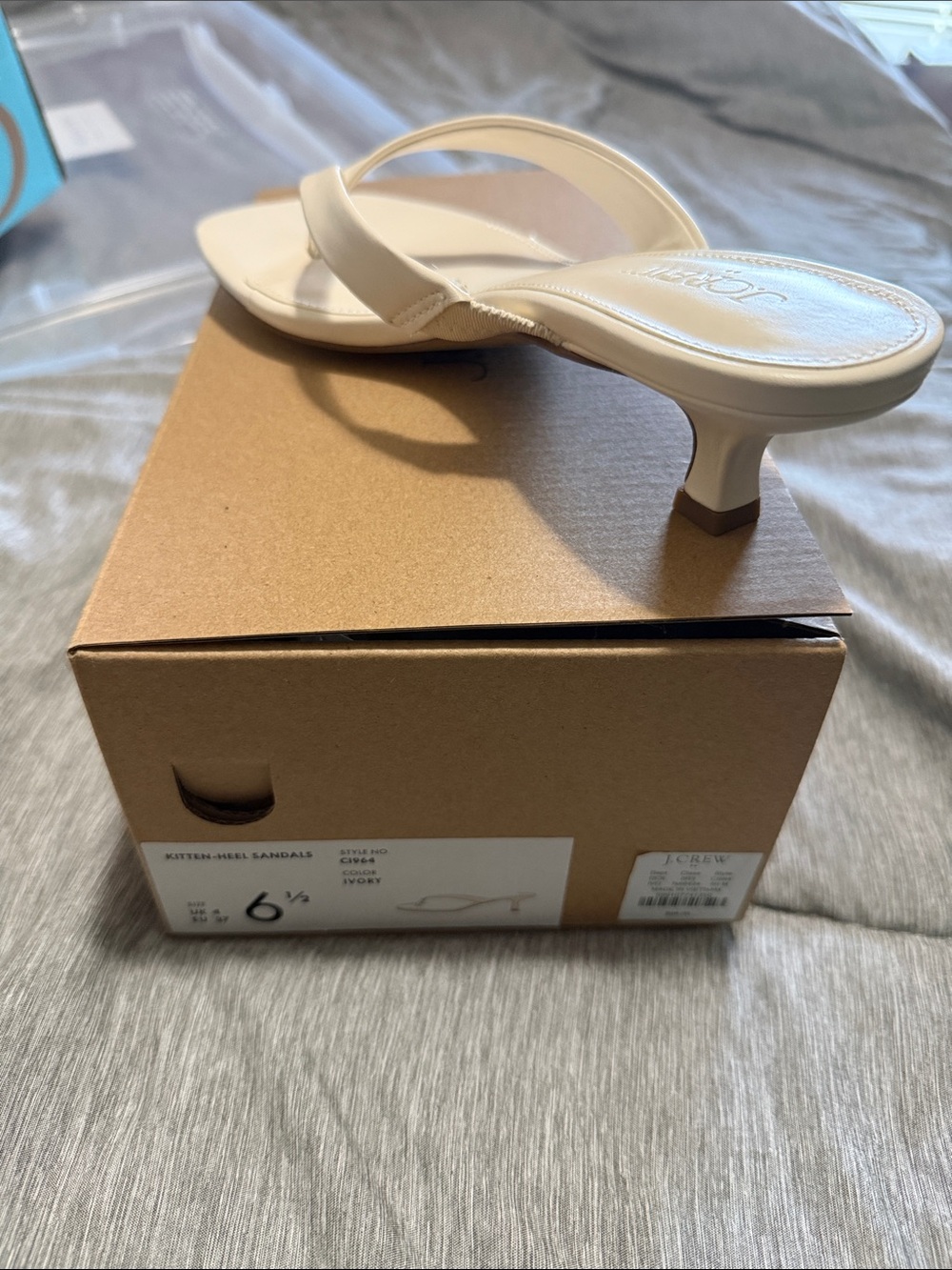 J. Crew Ivory Kitten-Heel Thong Sandals